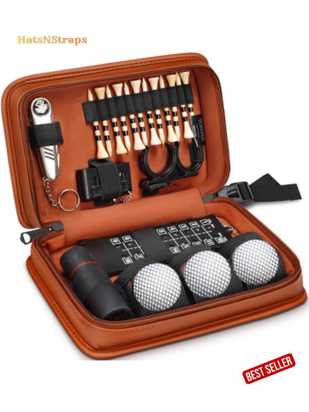 Golf Accessories Kit PU Leather Case 7-Piece Set Gift for Men